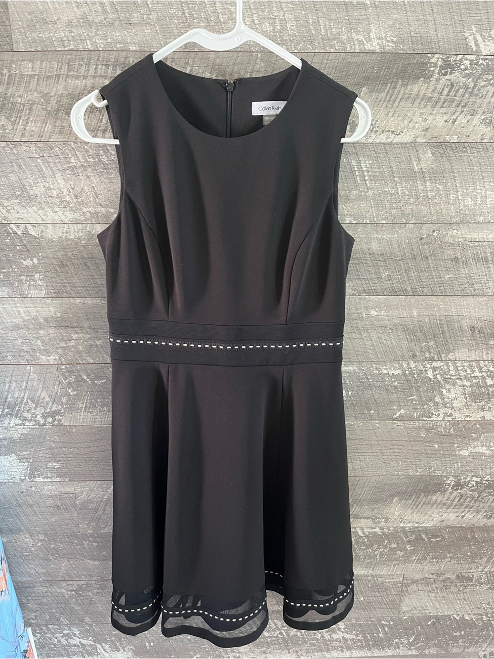 Calvin Klein Black Sleeveless Midi Dress with Cutout Trim